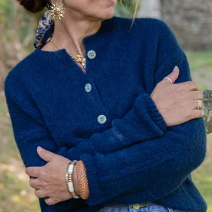 Gilet bleu marine en maille LAYANA