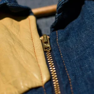 USA Coverall 70's en denim et cuir / Combinaison vintage 70's