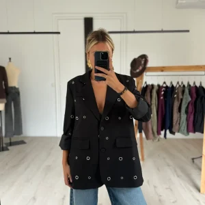 Veste de tailleur à oeillet noire