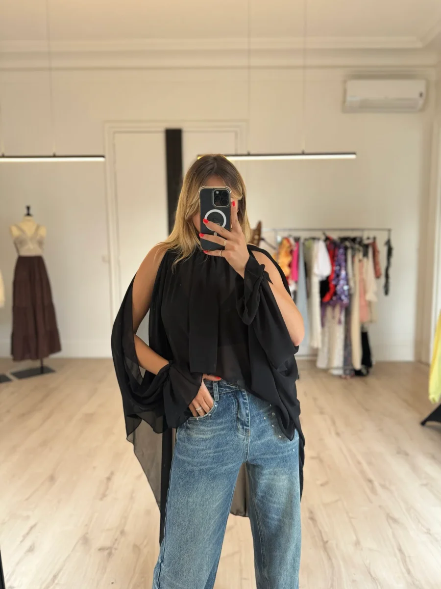 Blouse en voile noir – Image 4