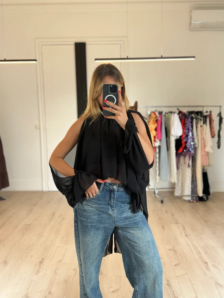 Blouse en voile noir – Image 3