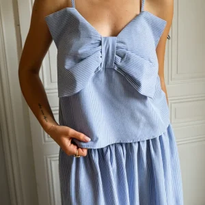 Débardeur rayée bleu noeud