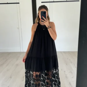 robe longue noire "flower"