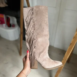 santiags à franges beige