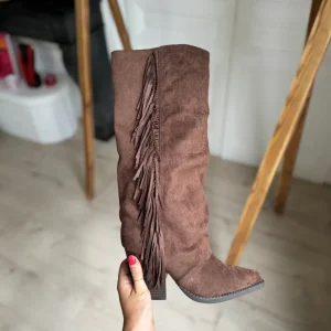 santiags à franges choco