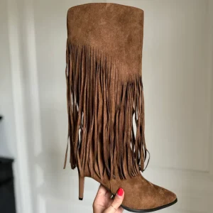 bottes aiguilles à franges camel