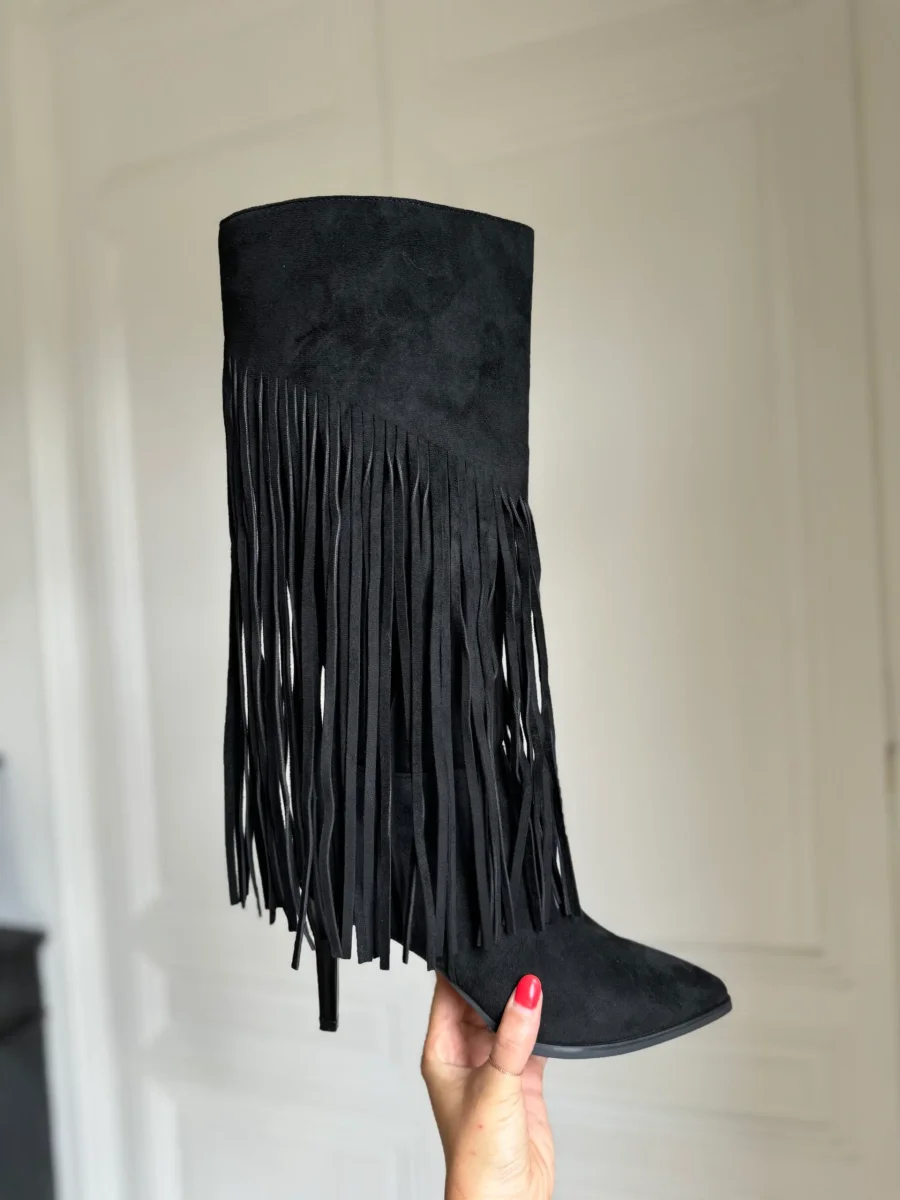 bottes aiguilles à franges noir – Image 2