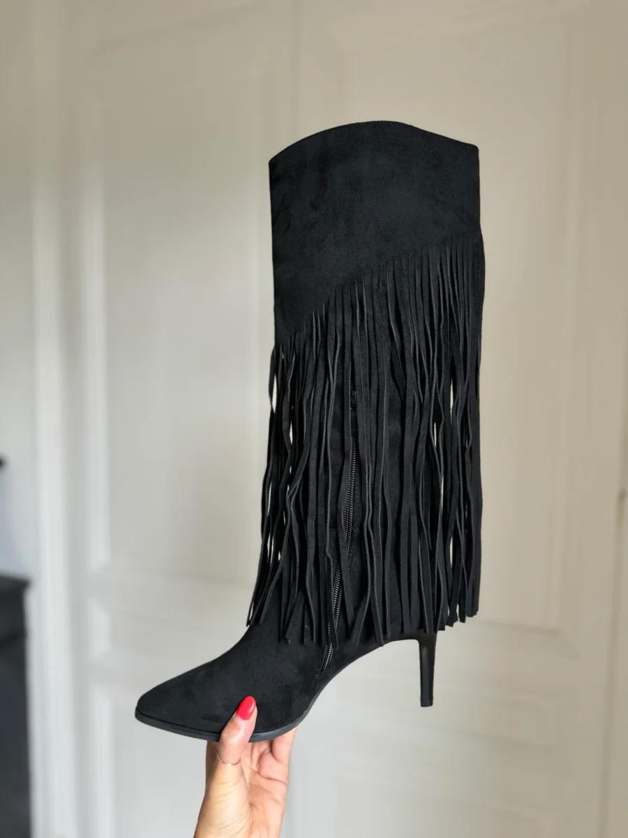 bottes aiguilles à franges noir – Image 3