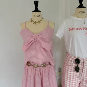 Débardeur rayée rose noeud