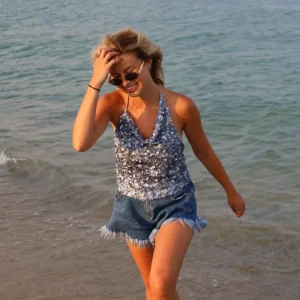 Débardeur top "SILA" bleu