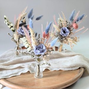 Mini bouquet de fleurs stabilisées pour décoration de table évènementielle, Pauline