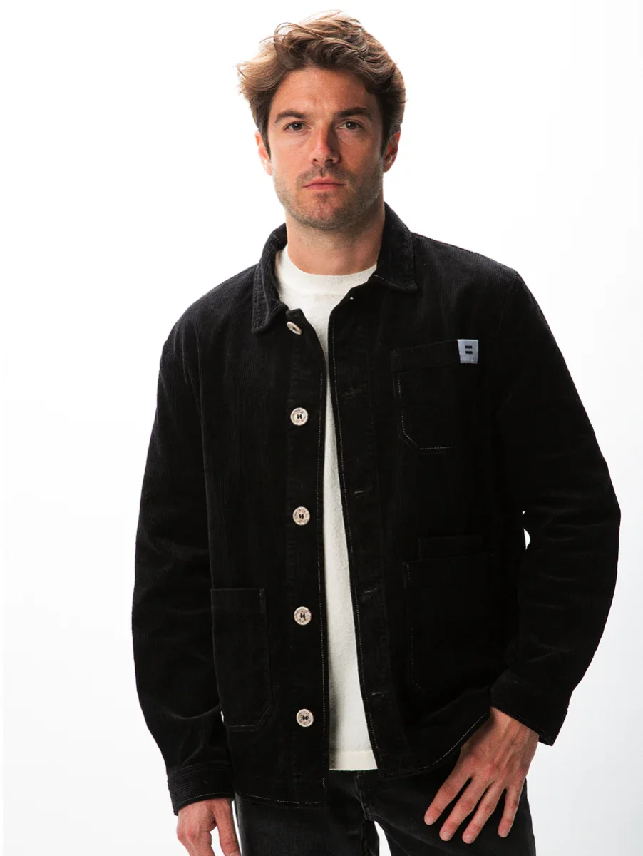 VESTE WORKER CÔTELÉ NOIRE – Image 9