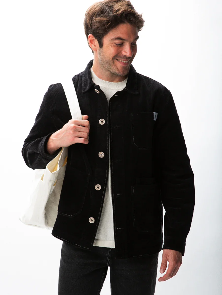 VESTE WORKER CÔTELÉ NOIRE – Image 6