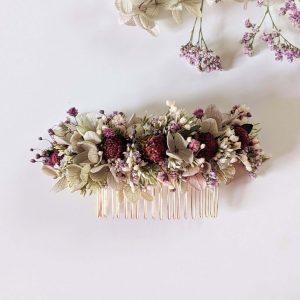 Peigne à cheveux fleuri pour coiffure de mariage en fleurs séchées & fleurs stabilisées, Safari