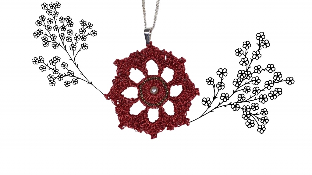 Pendentif Rosace en dentelle au crochet – Image 2