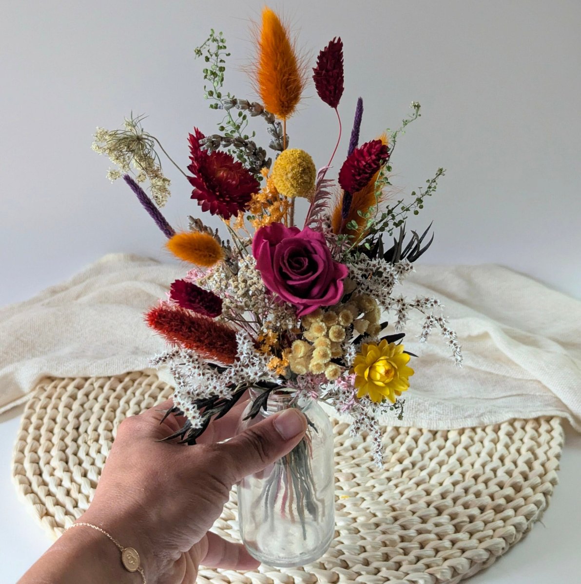 Petit bouquet de fleurs séchées aux couleurs automnales, Ginger – Image 3