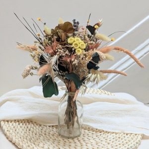 Petit bouquet de fleurs séchées naturelles aux tons ensoleillés, Limone