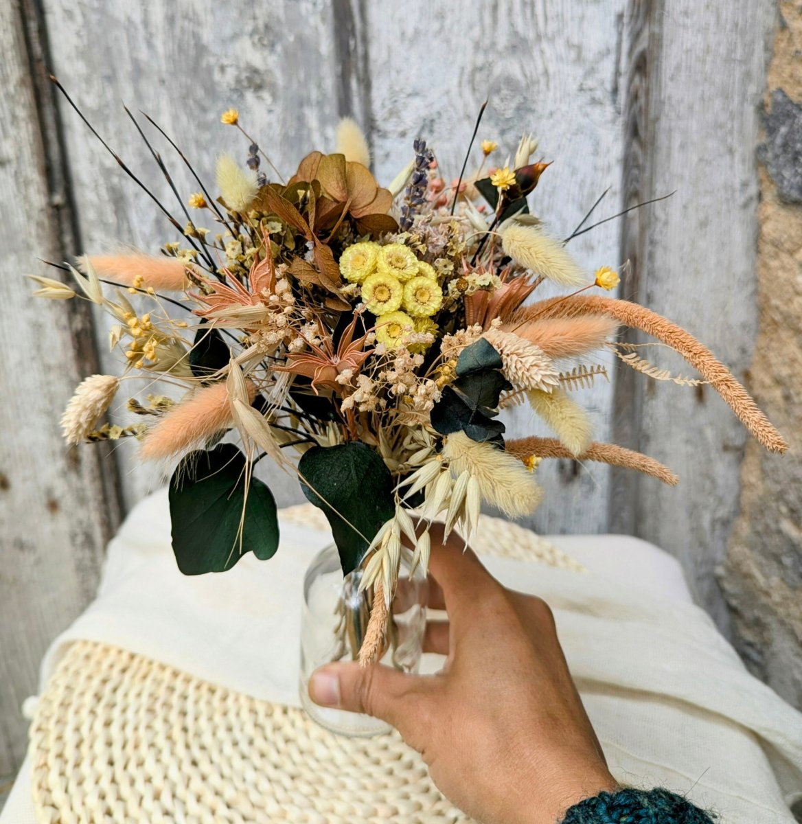 Petit bouquet de fleurs séchées naturelles aux tons ensoleillés, Limone – Image 3