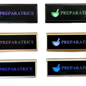 Badge led retro eclaire multicolore preparatrice / preparateur