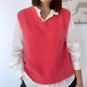 Flavia rose corail - Pull sans manches