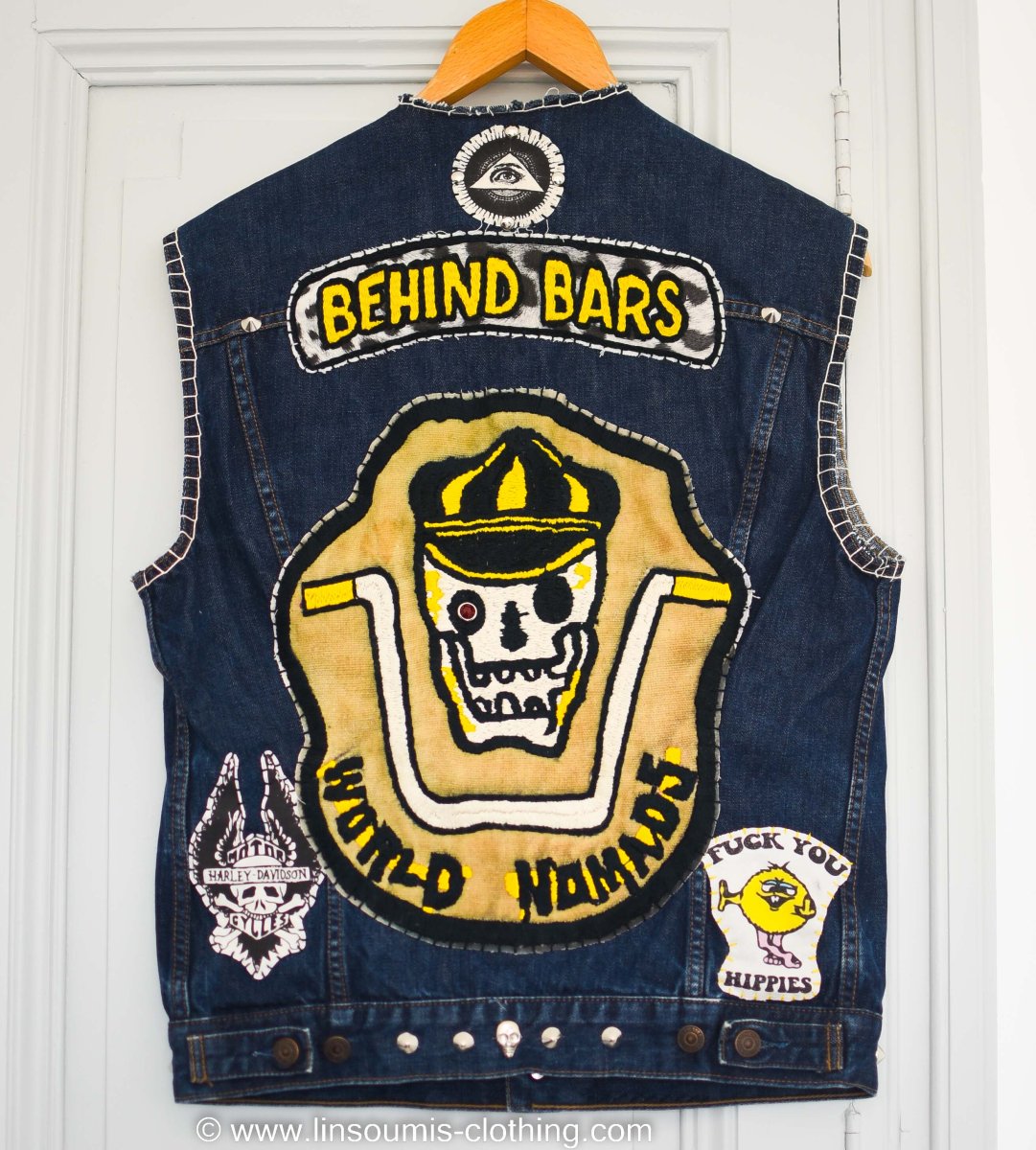 2nd version "Behind bars" chainstitched by hand Levi's Jacket/ Veste levis vintage brodée main et patchée
