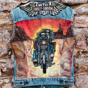 Handpainted " Desert Chopper"  Levi's Jacket/ Veste levis vintage peinte main biker family in loving memory of David Mann