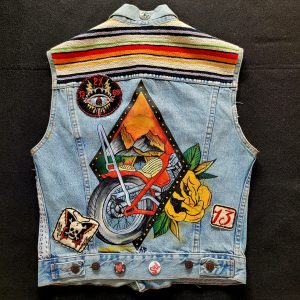 Handpainted  & Handembroidered  JACKET LEVI'S "My Chopper Babe " veste peinte et brodée à la main chopper girl