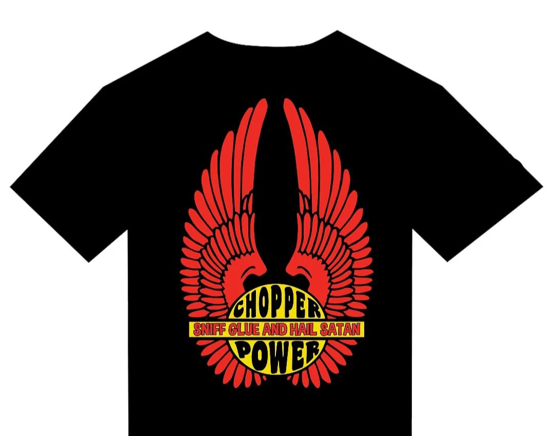 T-Shirt "Chopper Power Sniff Glue and Hail Satan" BIKE MOTO OLD VINTAGE DESIGN LOGO – Image 3