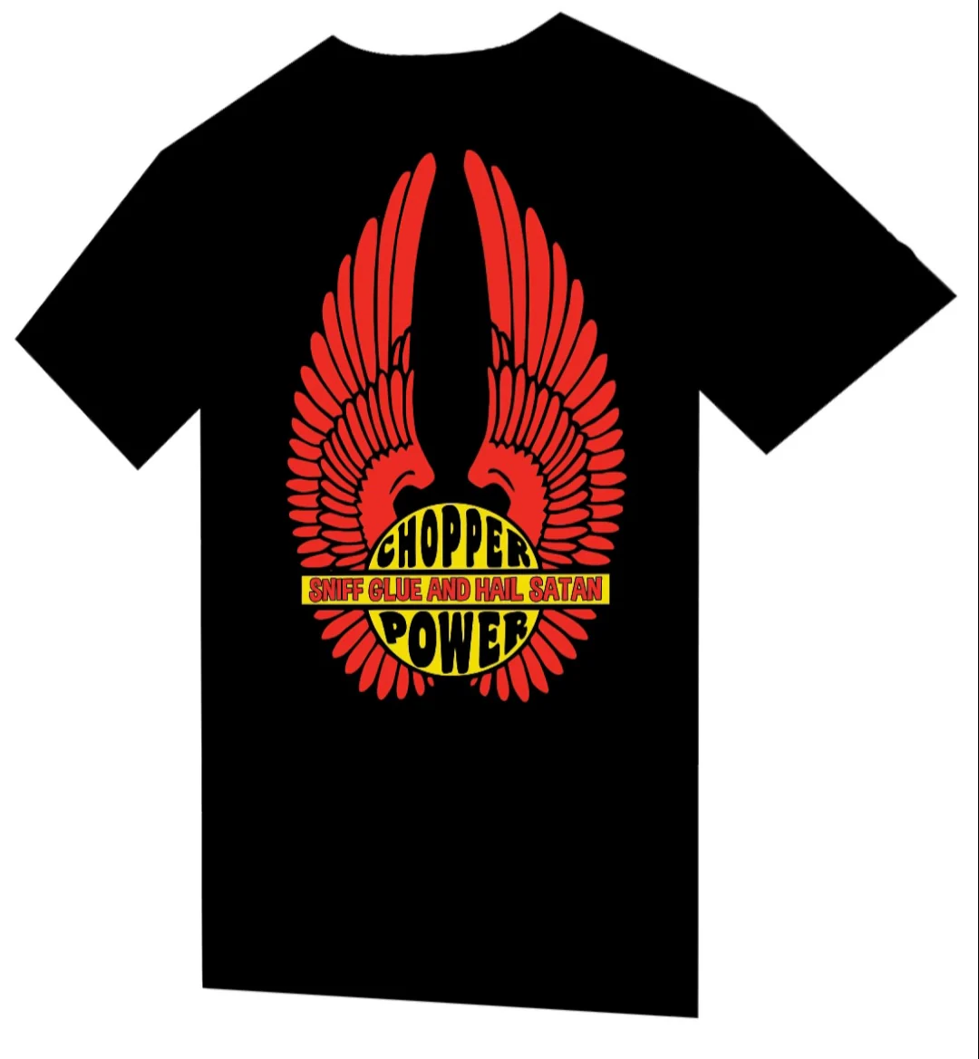 T-Shirt "Chopper Power Sniff Glue and Hail Satan" BIKE MOTO OLD VINTAGE DESIGN LOGO – Image 6