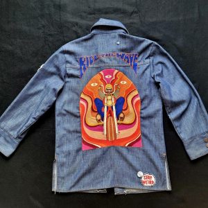 Veste sur-chemise années 70 brodée à la main  "Ride th Wave"  par Sophie Punk and Coton/ Handembroidery Jacket