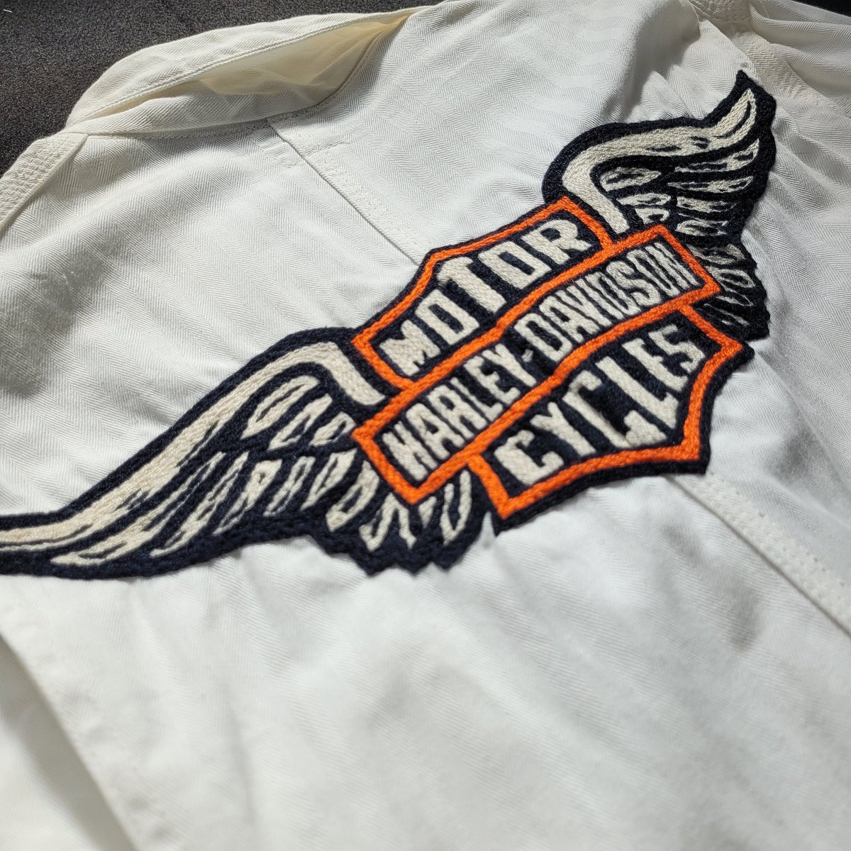 Coverall 40's LEE UNION-ALLS HBT hand embroidered chainstitch method combinaison brodée à la main HARLEY-DAVIDSON – Image 9