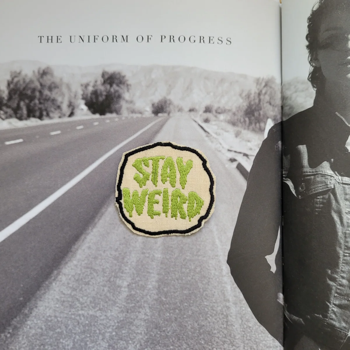 Patch Brodé "Stay weird" Version Vert EN VIEUX TISSU COTON – Image 8