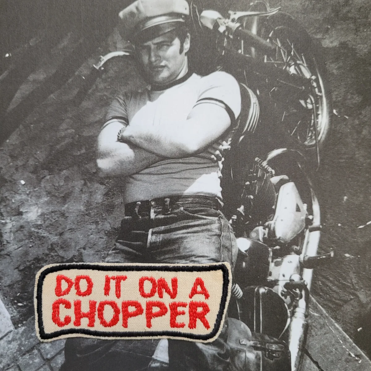 Patch Brodé "Do it on a chopper" EN VIEUX TISSU COTON