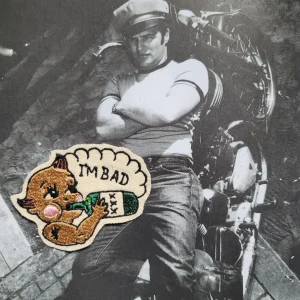 Patch Brodé "I'm Bad Baby" My Boy Punk and Coton SUR VIEUX TISSU COTON