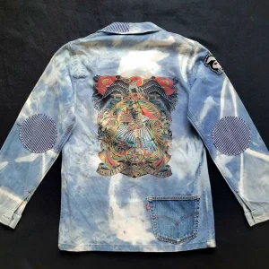 Veste de Travail française personnalisée "Old School tattoo The Sea" & Boro / Sashiko by Sophie