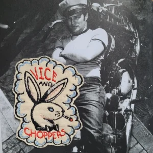 Patch Brodé "Vice and Choppers" 2ème Version Noire EN VIEUX TISSU COTON