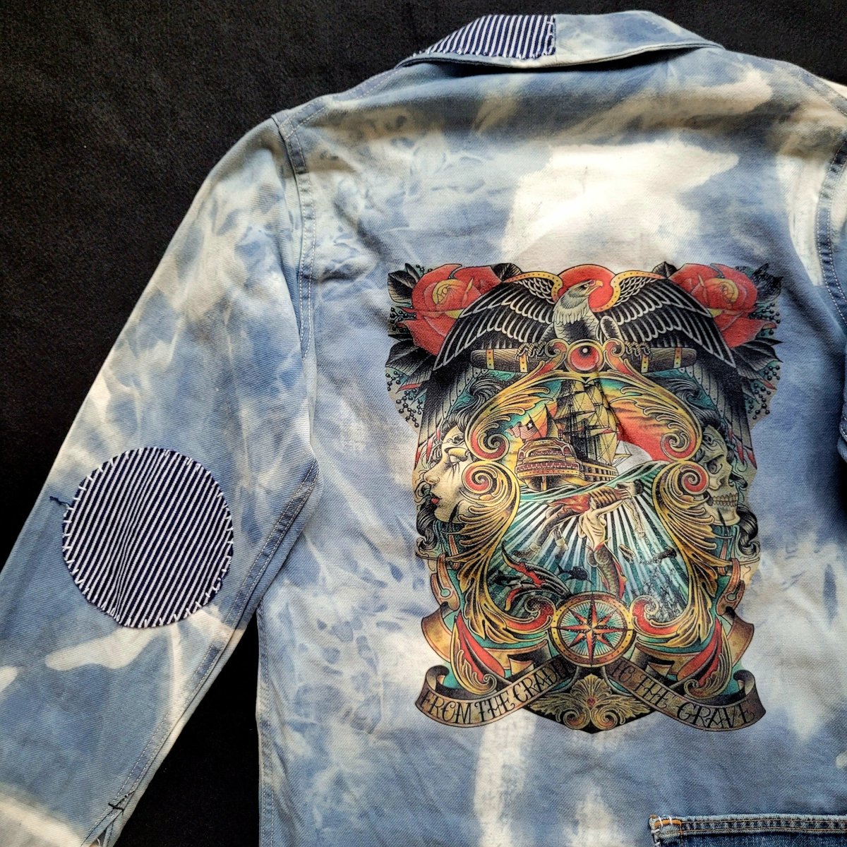 Veste de Travail française personnalisée "Old School tattoo The Sea" & Boro / Sashiko by Sophie – Image 3