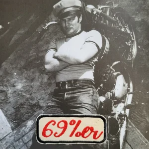 Patch Brodé "69%er" Perfect on your cut EN VIEUX TISSU COTON