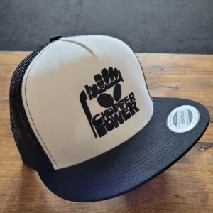 Trucker Cap Brodé "CHOPPER POWER" Version Fond Blanc / Noir