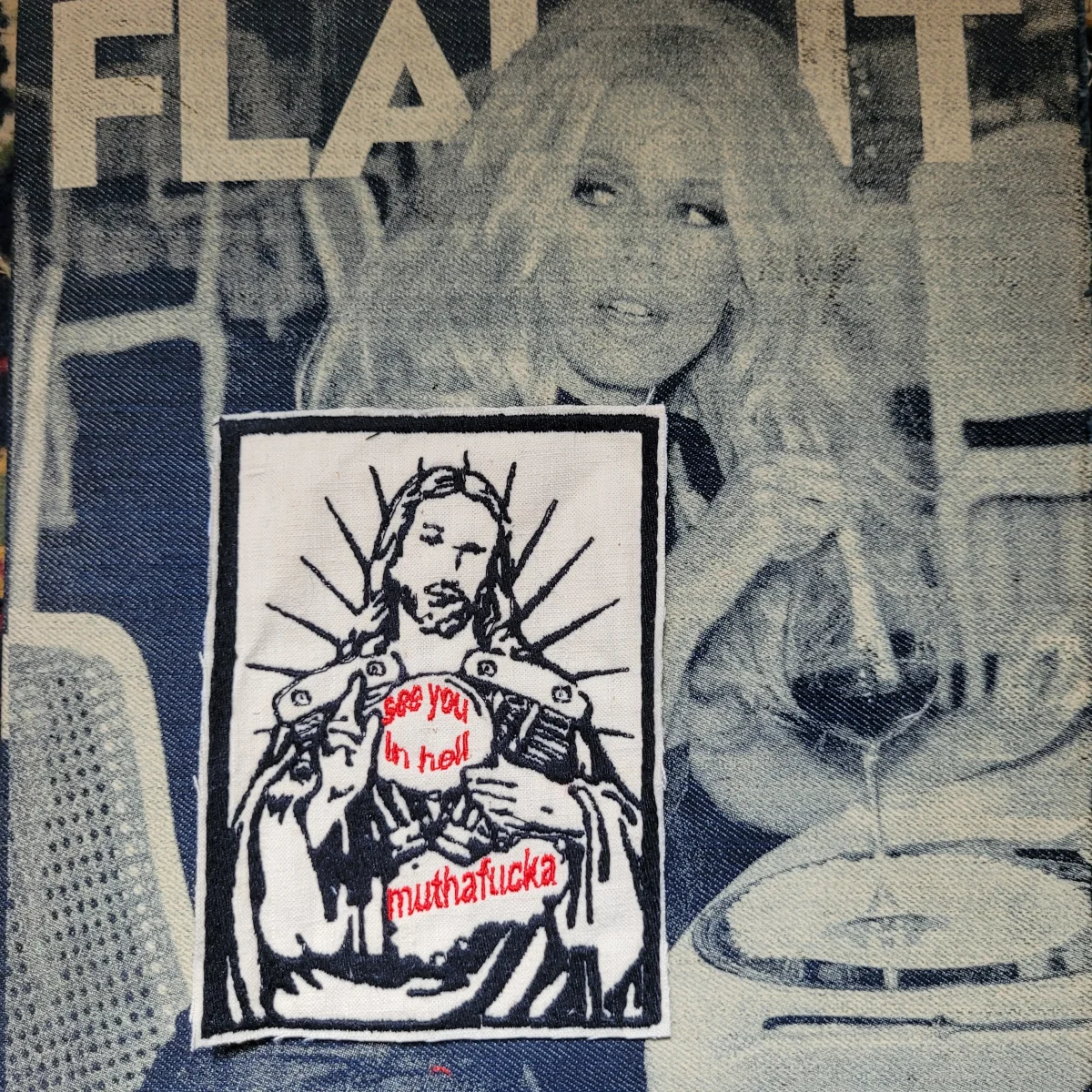 Patch Brodé "Jesus See You in Hell Muthafucka" EN VIEUX TISSU COTON – Image 4