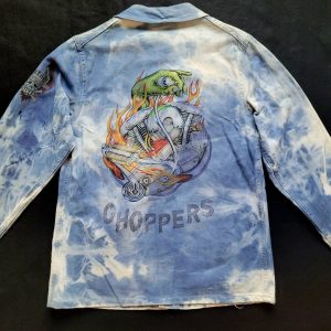 New French Workwear Jacket bleached in loving memory to the artist Pan signed by the Shop Punk and Coton