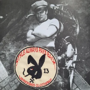Patch Brodé "L'Insoumis Clothing Playbadboy rabbit" 2ème Version Noir/Beige/Rouge