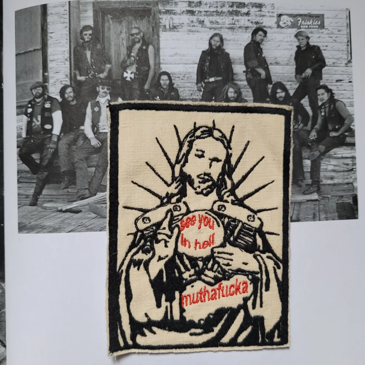 Patch Brodé "Jesus See You in Hell Muthafucka" EN VIEUX TISSU COTON – Image 3