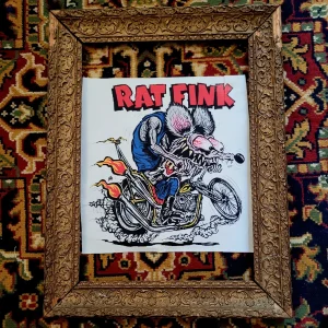 Backpatch  "Rat Fink Chopper" en hommage à Ed Roth Version fond blanc