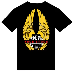T-Shirt "Chopper Power Fuck Stock" Yellow version BIKE OLD VINTAGE DESIGN