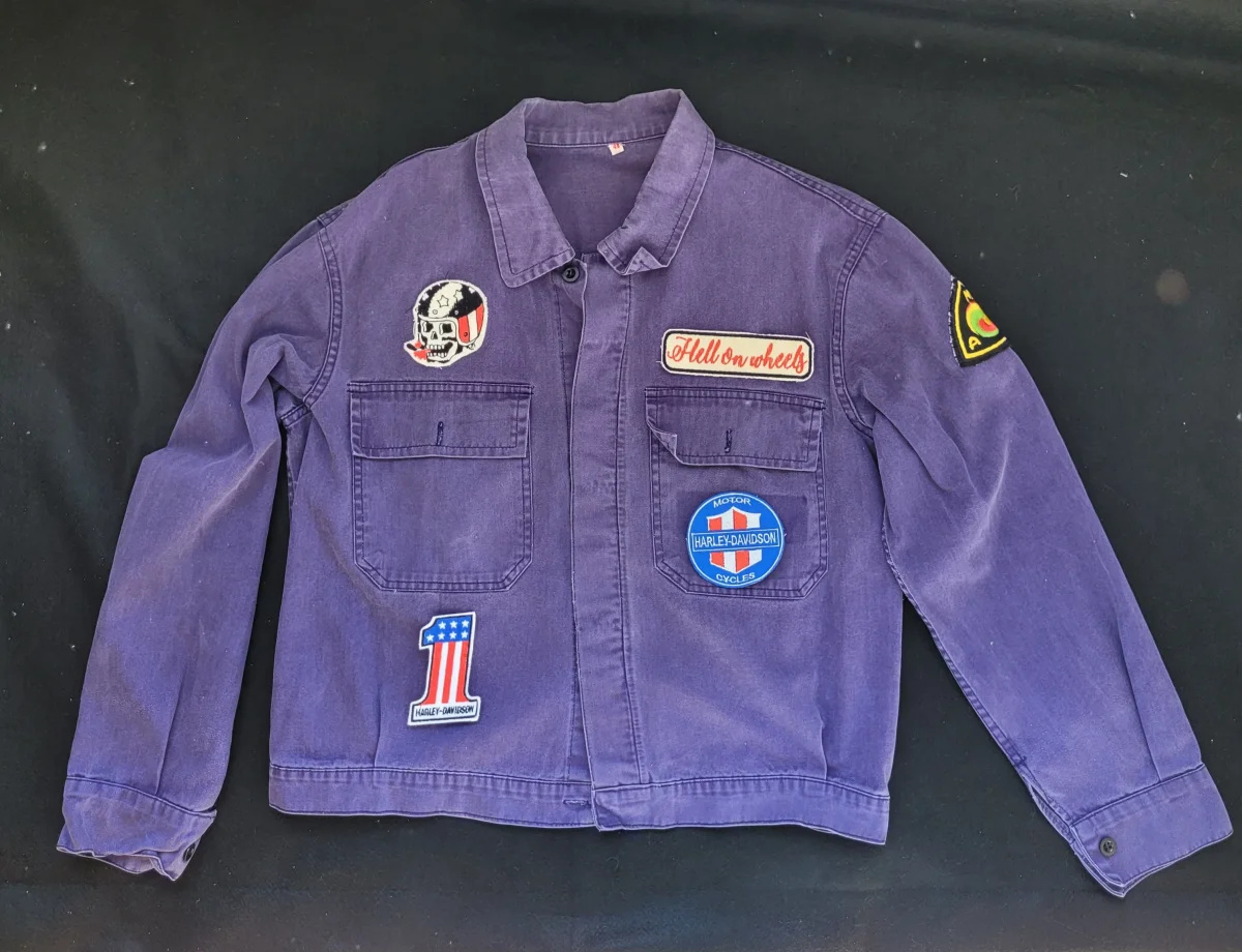 Veste de travail des années 60 coupe Cycliste brodée à la main Devil HARLEY-DAVIDSON Motor Oil – Image 4