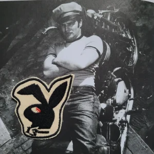 Patch Brodé "Old vintage coton Playbadboy Rabbit 13 Punk and Coton" 2ème Version EN VIEUX TISSU COTON