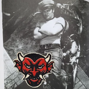 Patch Brodé "Devil head, tête diable" EN VIEUX TISSU COTON