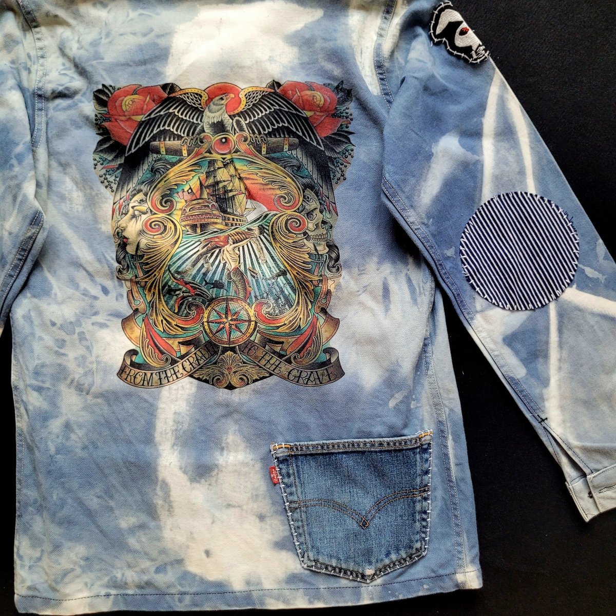 Veste de Travail française personnalisée "Old School tattoo The Sea" & Boro / Sashiko by Sophie – Image 7