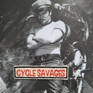 Patch brodé rare " Cycle Savages" C'est notre nom Punk and Coton Sur VIEUX TISSU COTON